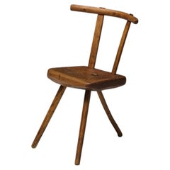 Rustic Wabi-Sabi Tripod Stool - Early 20th Century