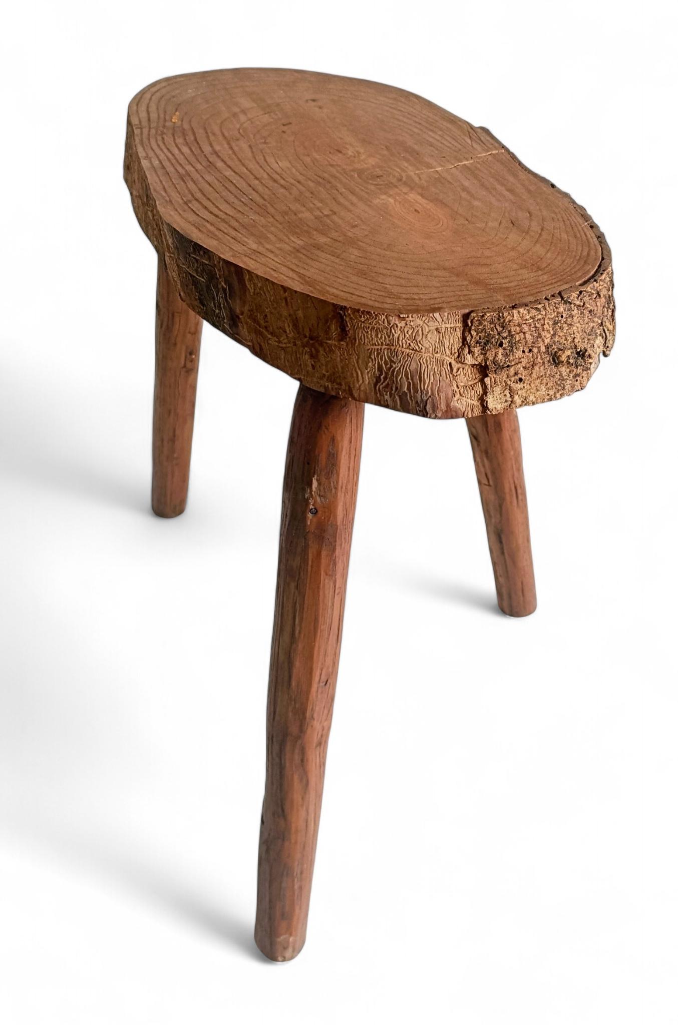 Rustic Wabi Sabi Wooden Accent Side Table Gueridon, France, Early 20th Century For Sale 6