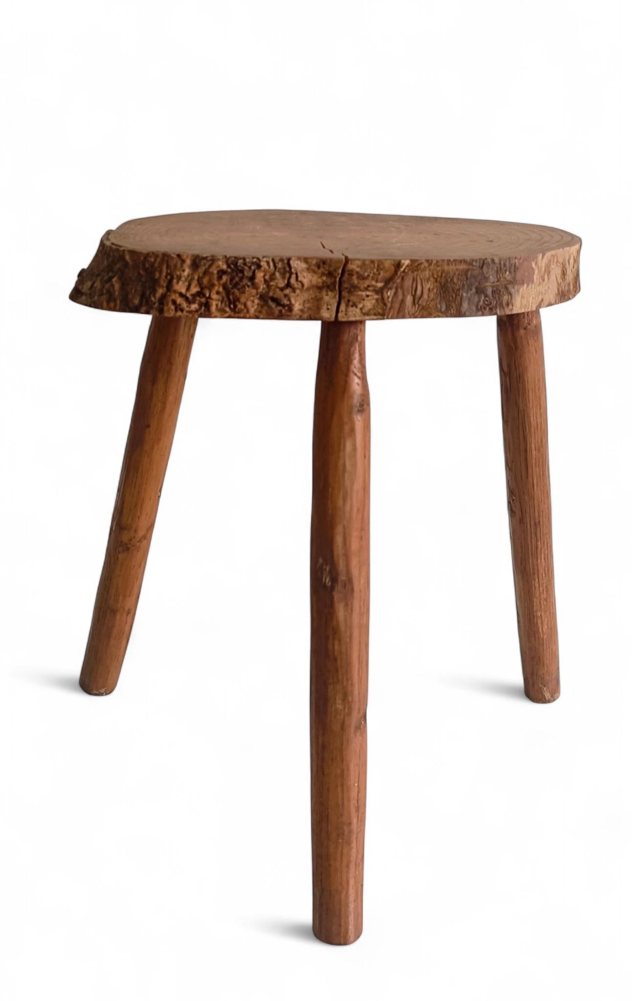 Rustic Wabi Sabi Wooden Accent Side Table Gueridon, France, Early 20th Century For Sale 7