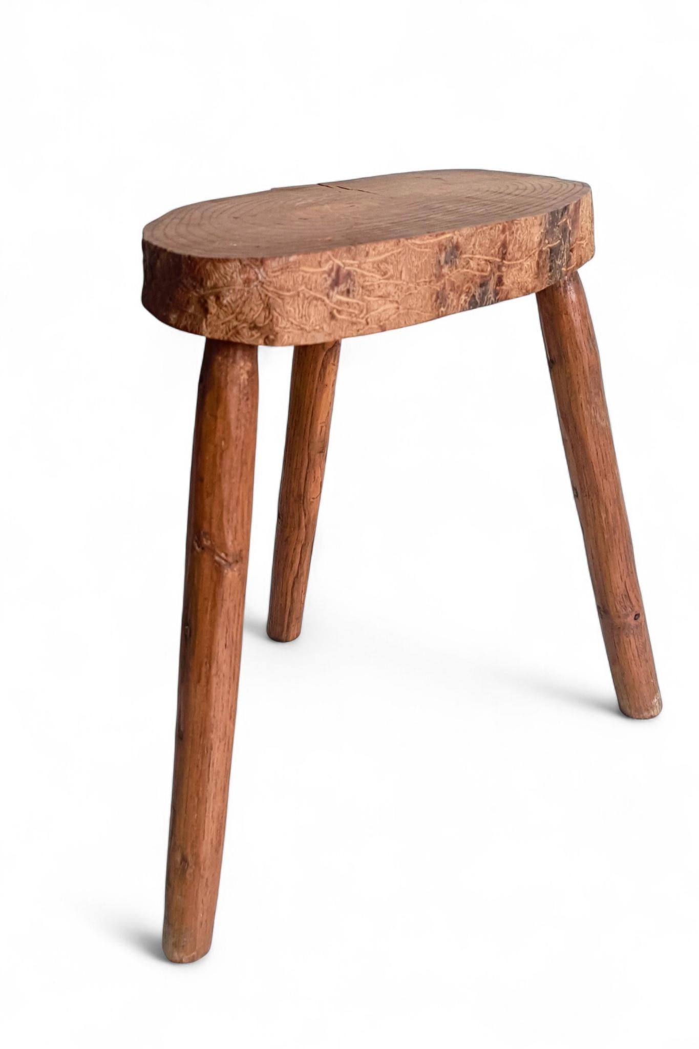Rustic Wabi Sabi Wooden Accent Side Table Gueridon, France, Early 20th Century For Sale 9