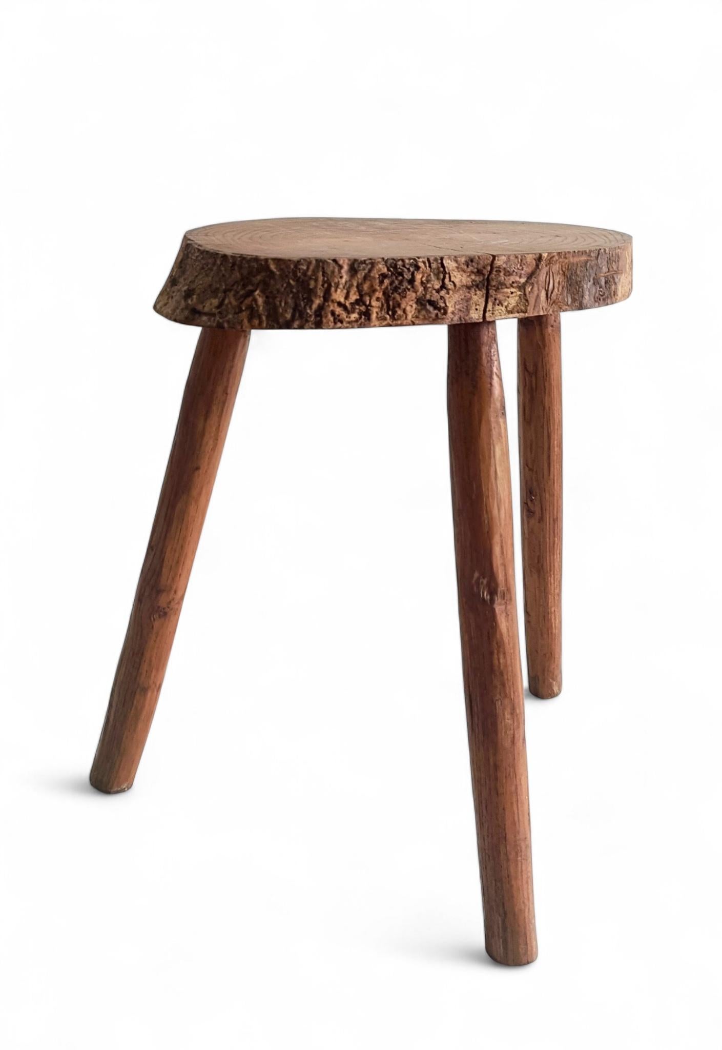 Rustic Wabi Sabi Wooden Accent Side Table Gueridon, France, Early 20th Century For Sale 2