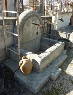 Rustic Wall Fountain for Garden in Aged and Patinated Natural Stone, Provence