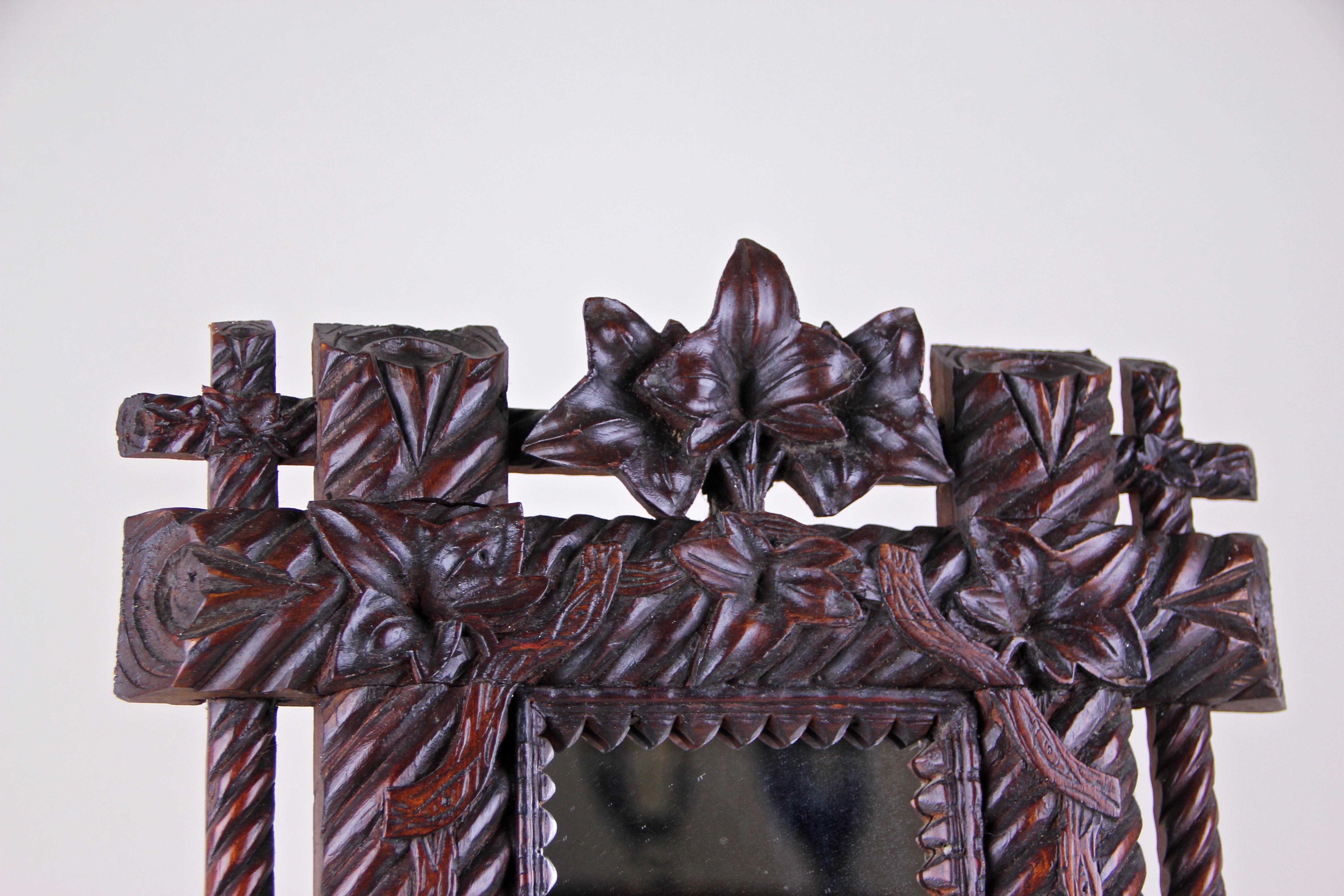 Hand-Carved Rustic Wall Mirror Black Forest, Germany, circa 1880