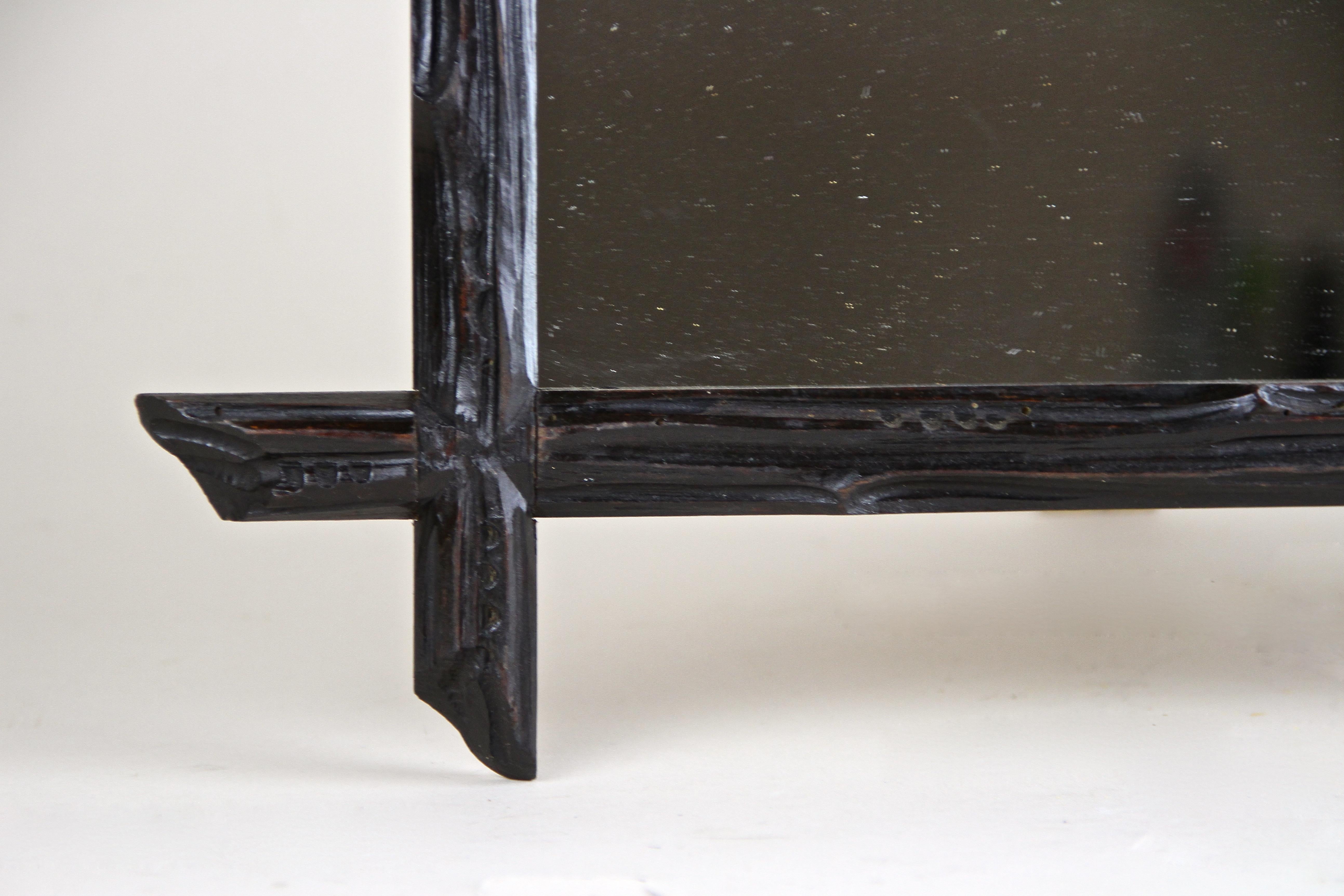 Rustic Wall Mirror Black Forest Hand Carved, Austria, circa 1880 For Sale 1