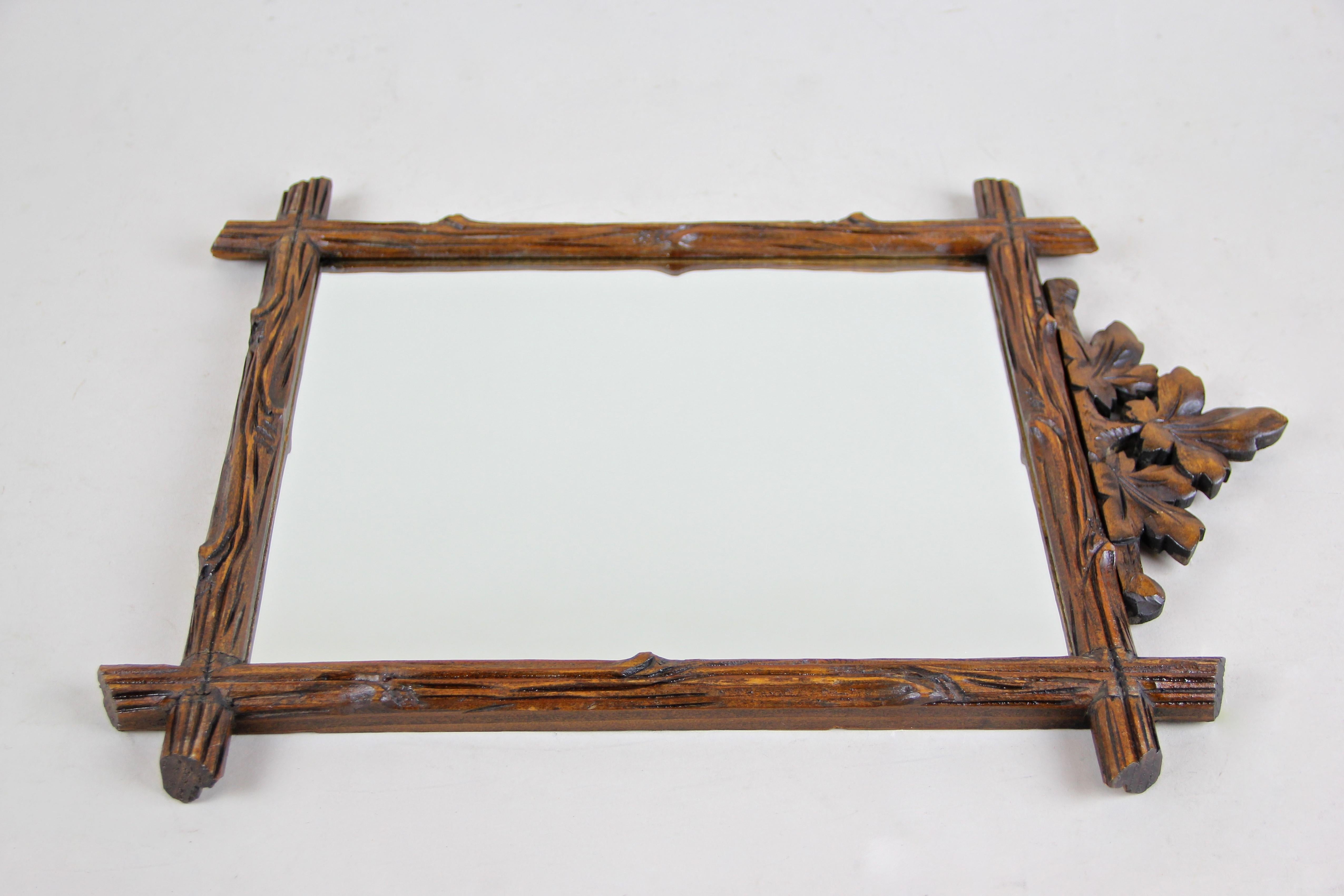 Rustic Wall Mirror Black Forest Hand Carved, Austria, circa 1890 4