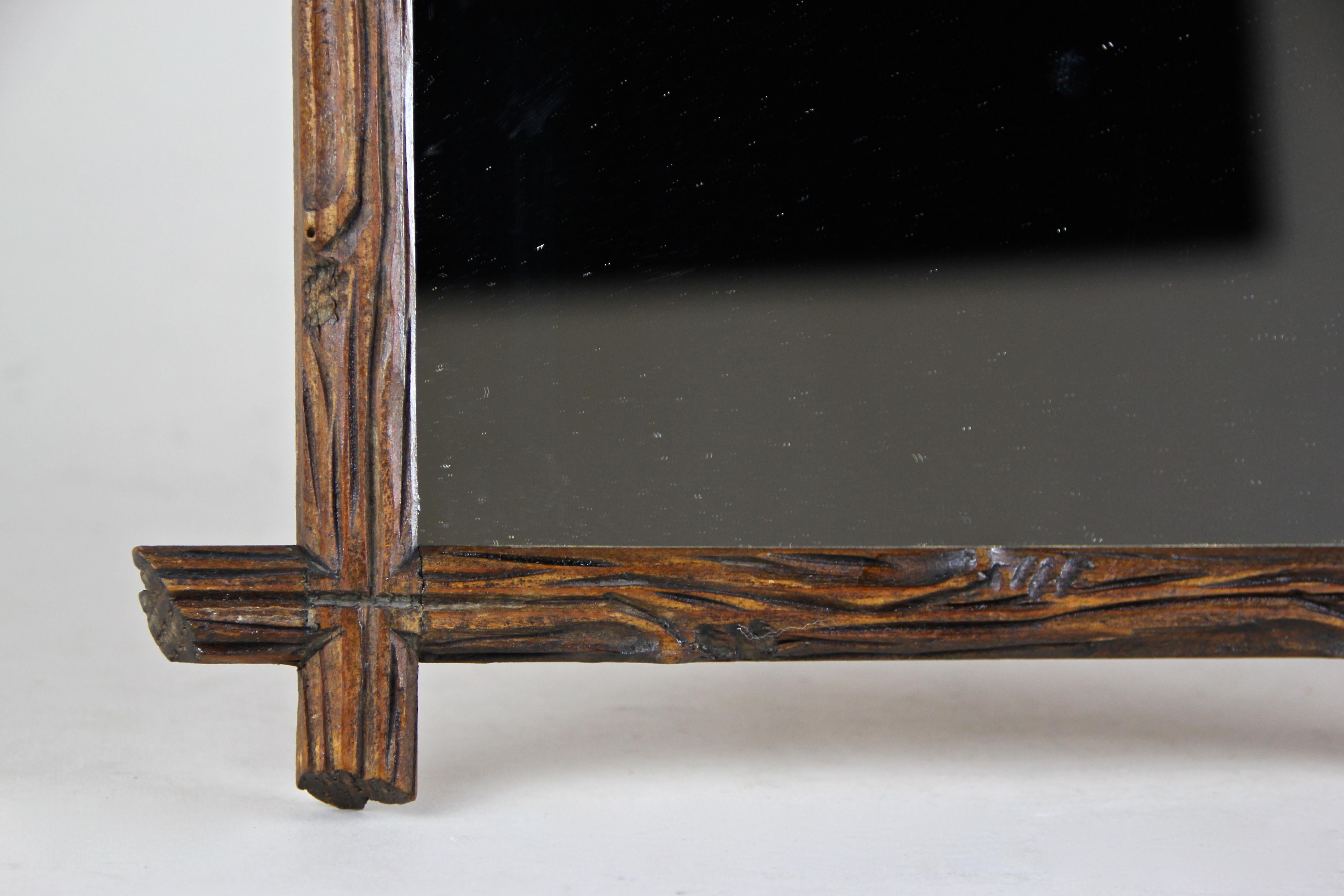 Rustic Wall Mirror Black Forest Hand Carved, Austria, circa 1890 2
