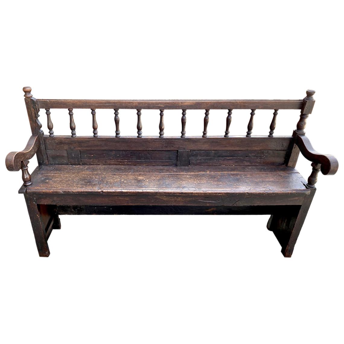 Rustic Walnut Bench, 18th-19th Century