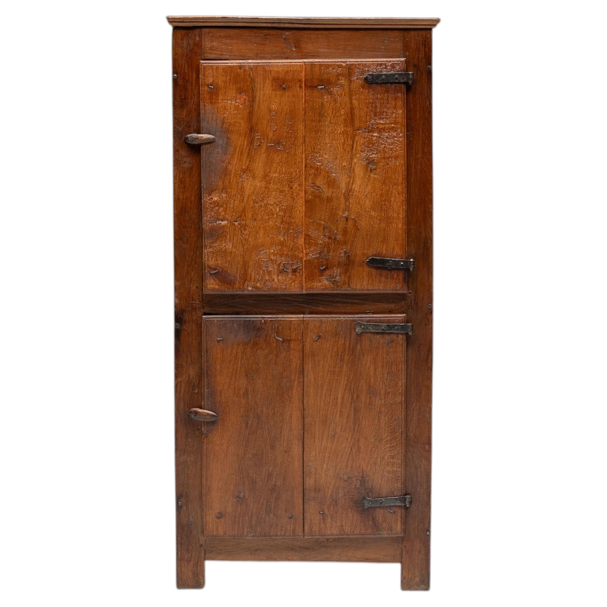 Rustic Walnut Cupboard, 19th Century For Sale