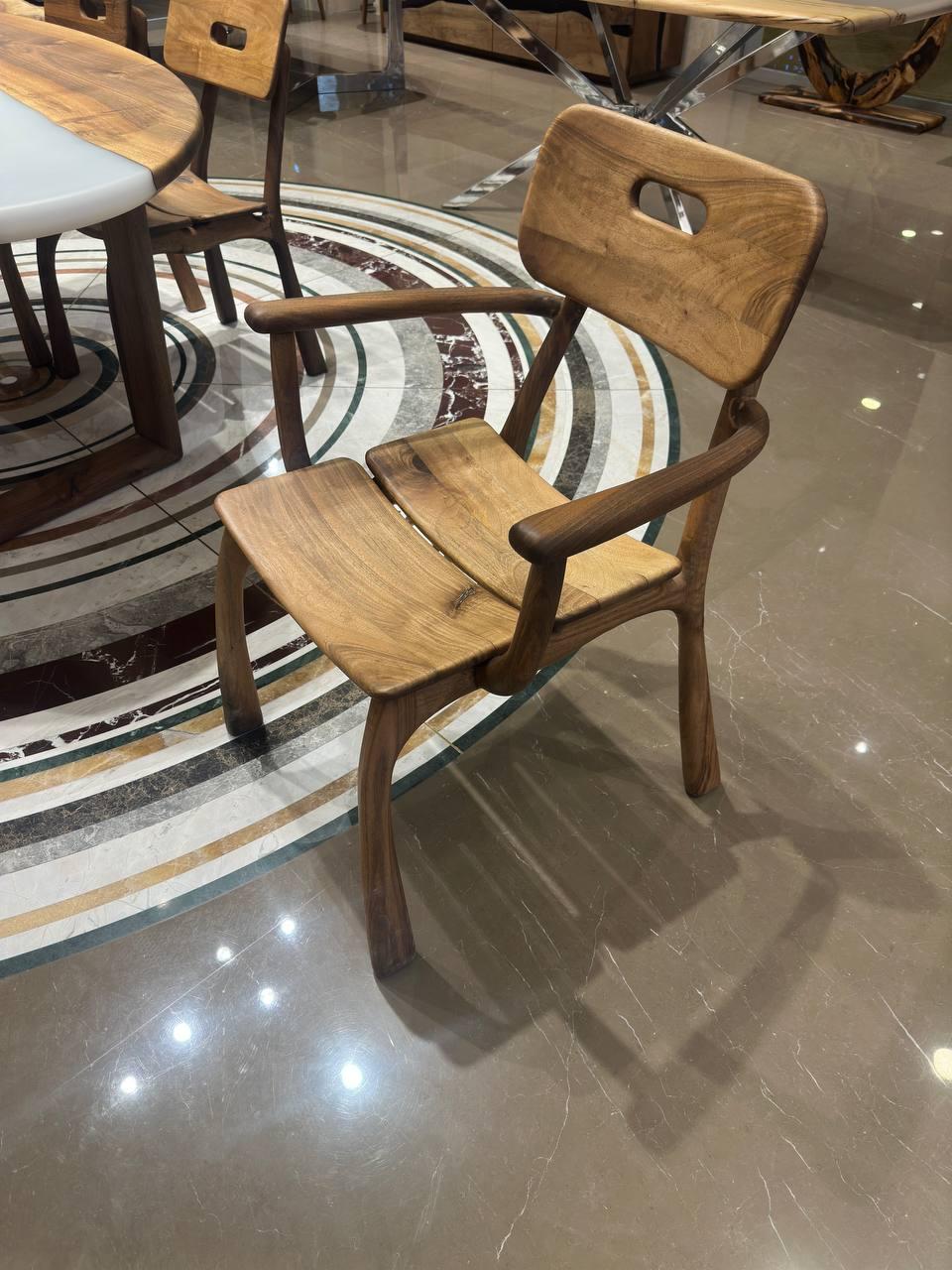 Contemporary Rustic Walnut Dining Chair, Wood Chair, Wood Chair For Wood Table For Sale