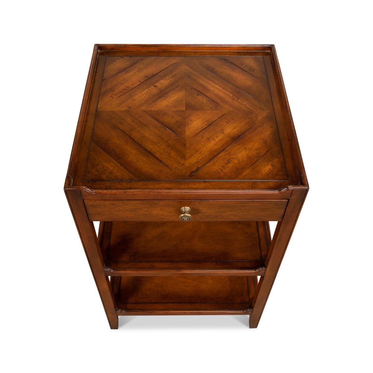Contemporary Rustic Walnut End Table For Sale