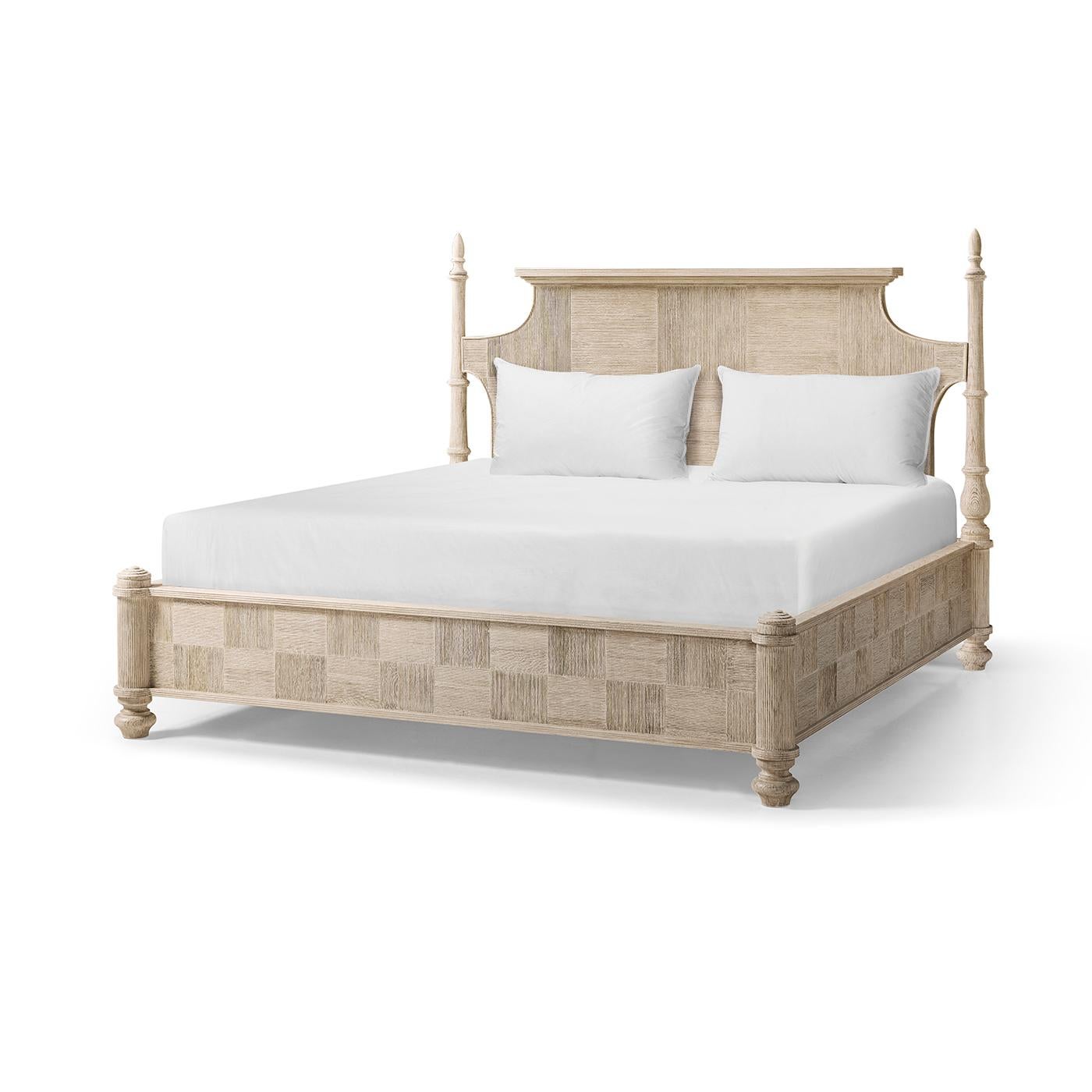 Fabriqué avec un motif de parquet en bois cannelé distinctif, ce lit rayonne d'une élégance raffinée tout en conservant un attrait décontracté et transitionnel. La finition en acacia lavé met en valeur le grain naturel du bois, apportant chaleur et
