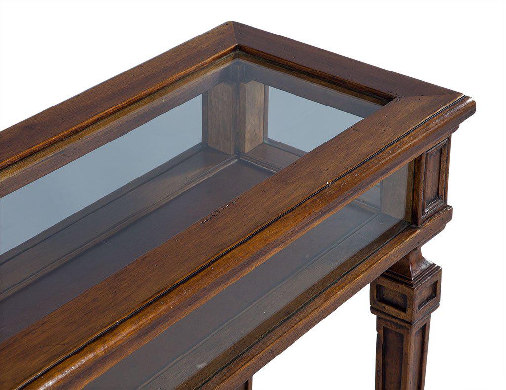 Walnut Rustic Watchmakers Glass Display Console