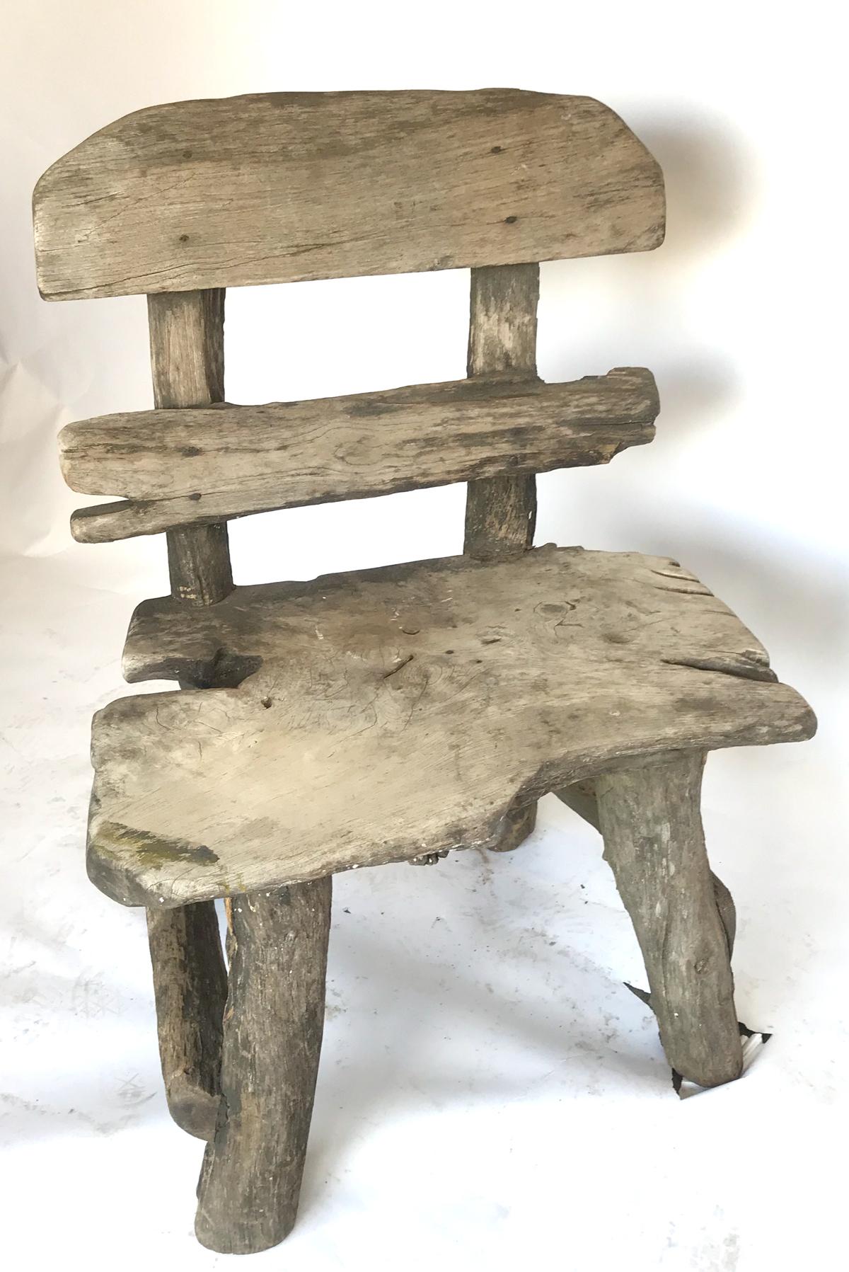 Vintage weathered oak garden chair. Great look, super sturdy. Would look great in a garden setting!