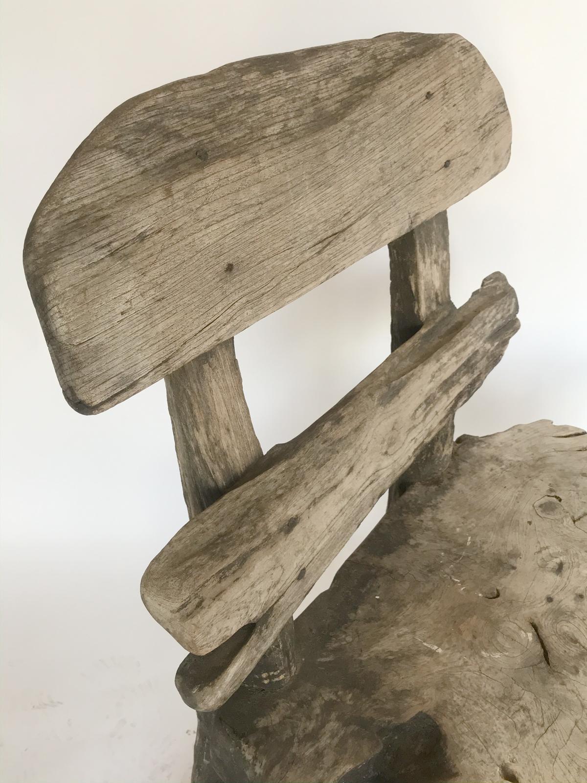 Indonesian Rustic Weathered Teak Chair For Sale