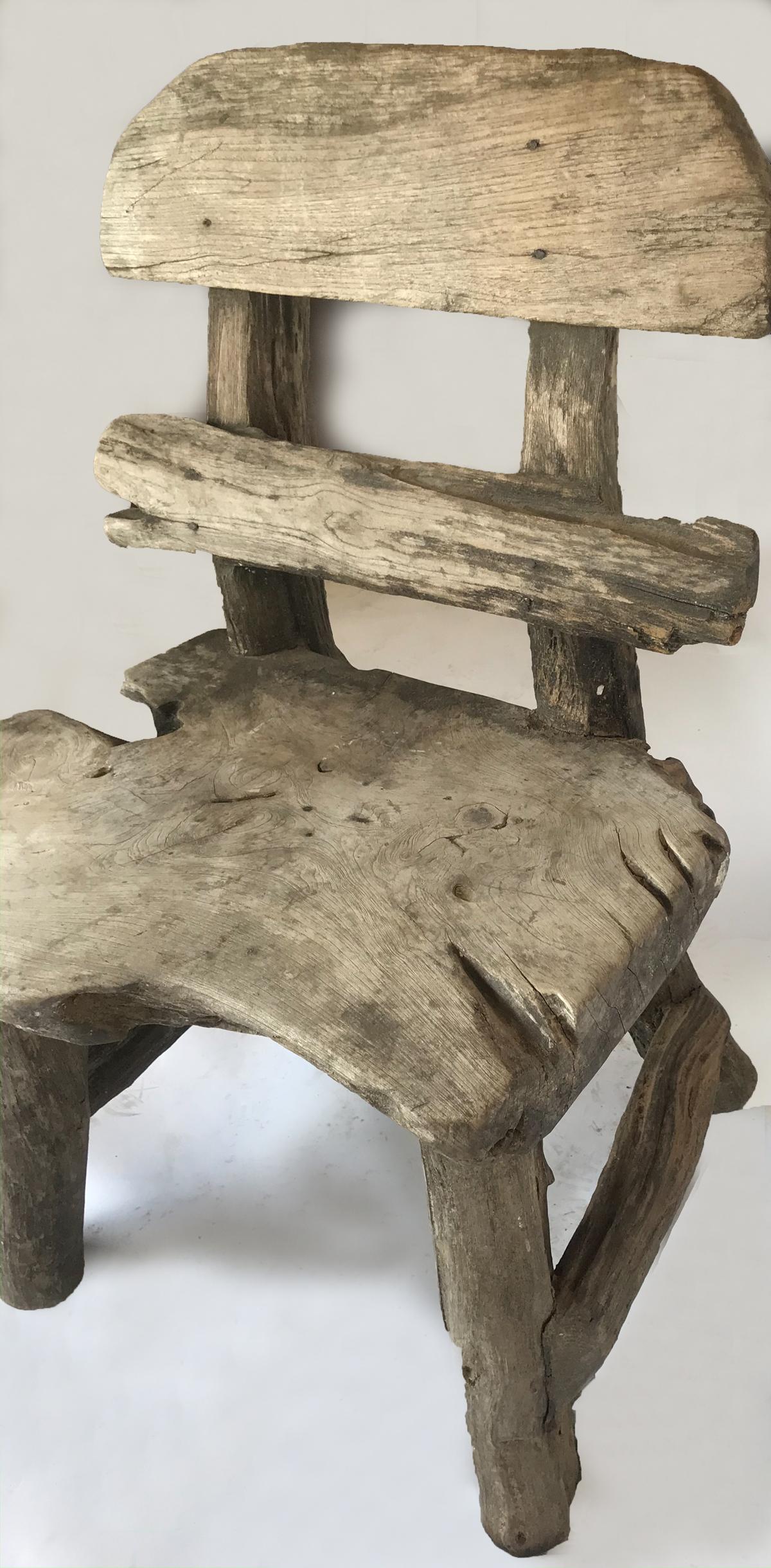 Rustic Weathered Teak Chair In Fair Condition For Sale In Los Angeles, CA