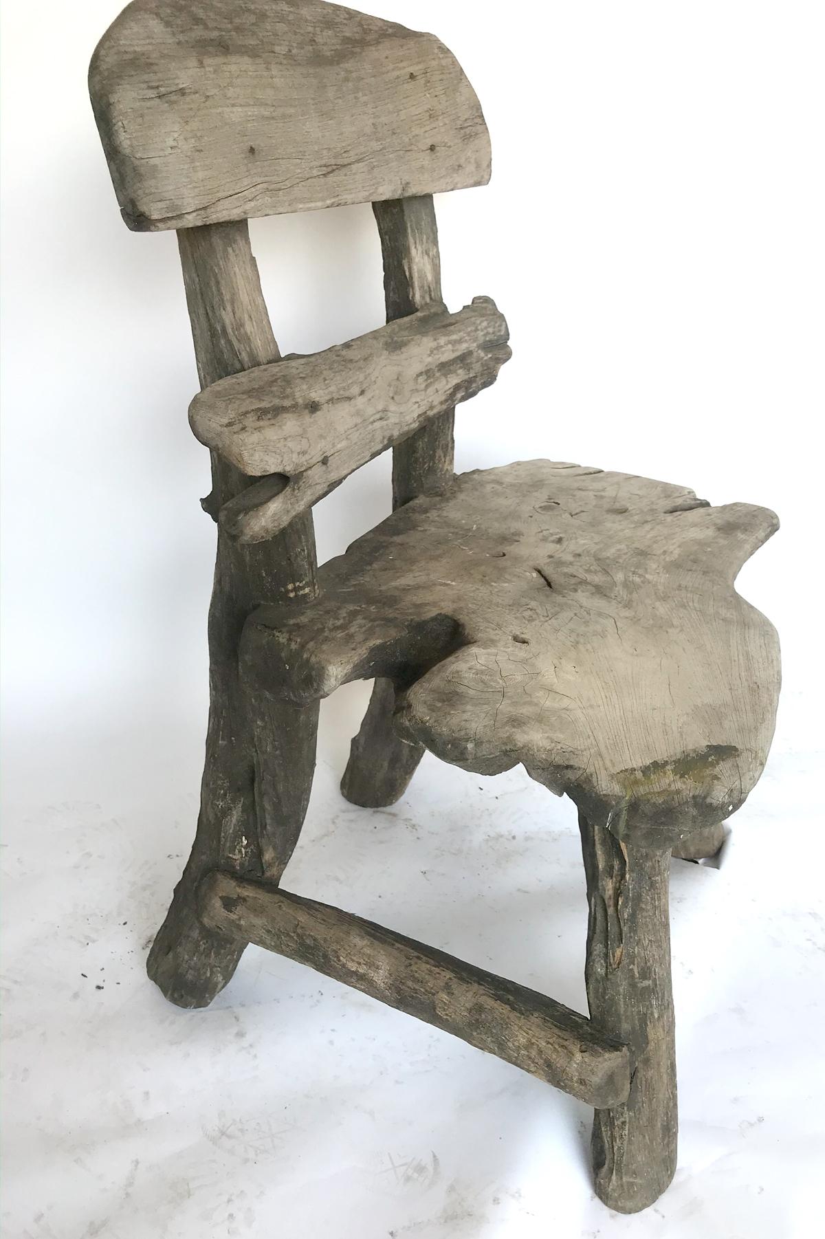 Rustic Weathered Teak Chair For Sale 1
