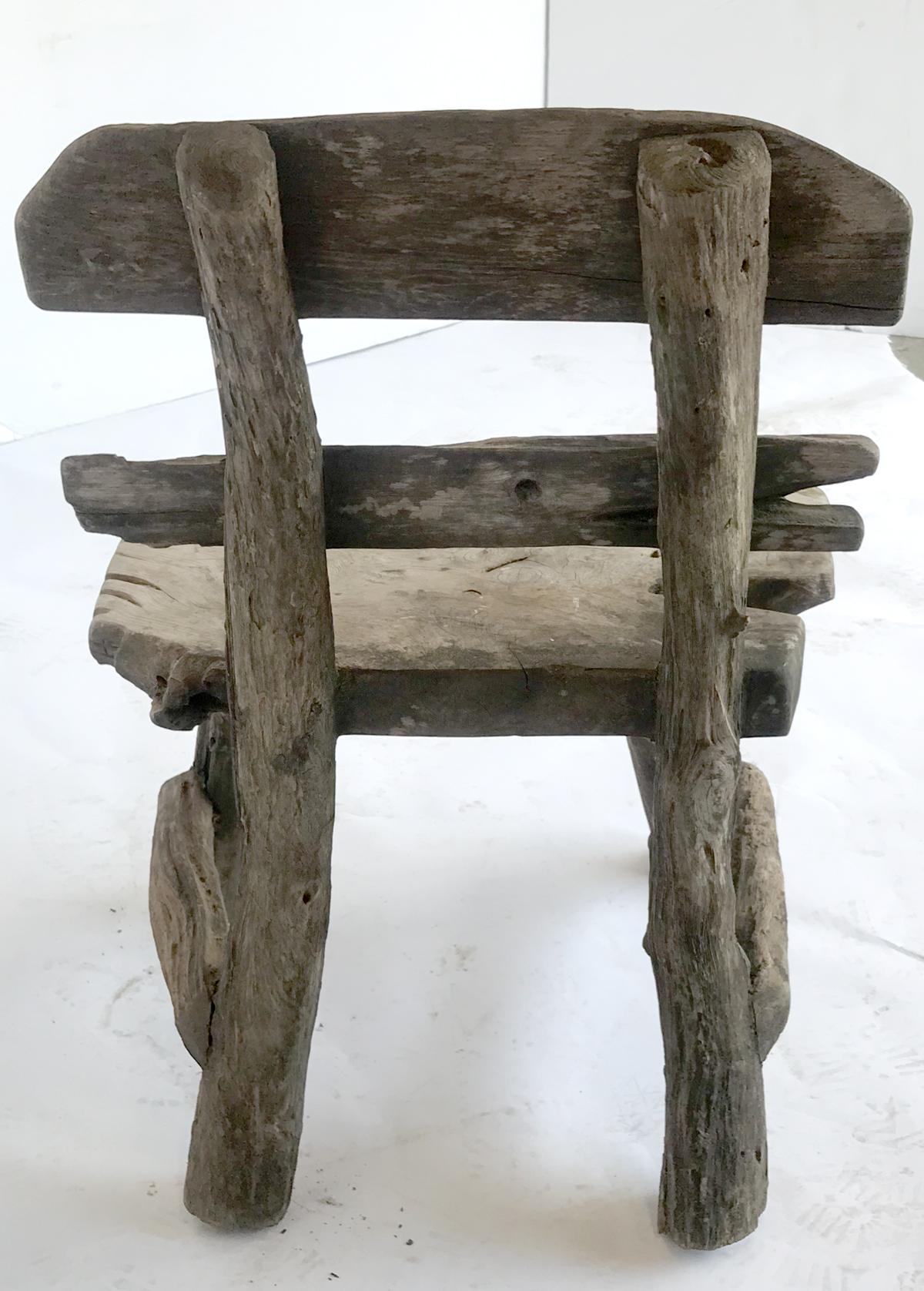 Rustic Weathered Teak Chair For Sale 2