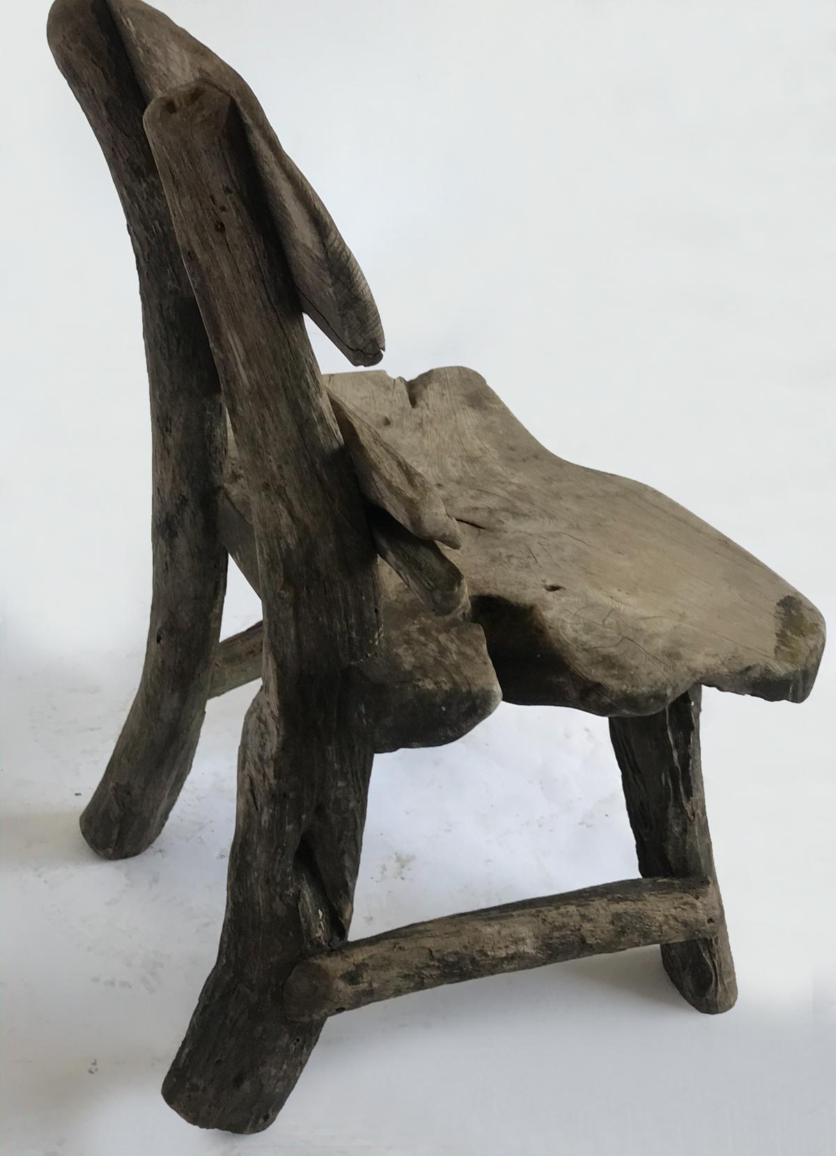 Rustic Weathered Teak Chair For Sale 3