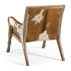 Chaise d'appoint Rustic Western en cuir et peau
