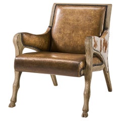 Rustic Western Leather 
Hide Accent Chair