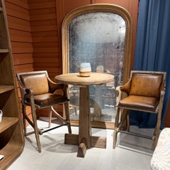 Taburete de bar rústico Western de cuero y piel