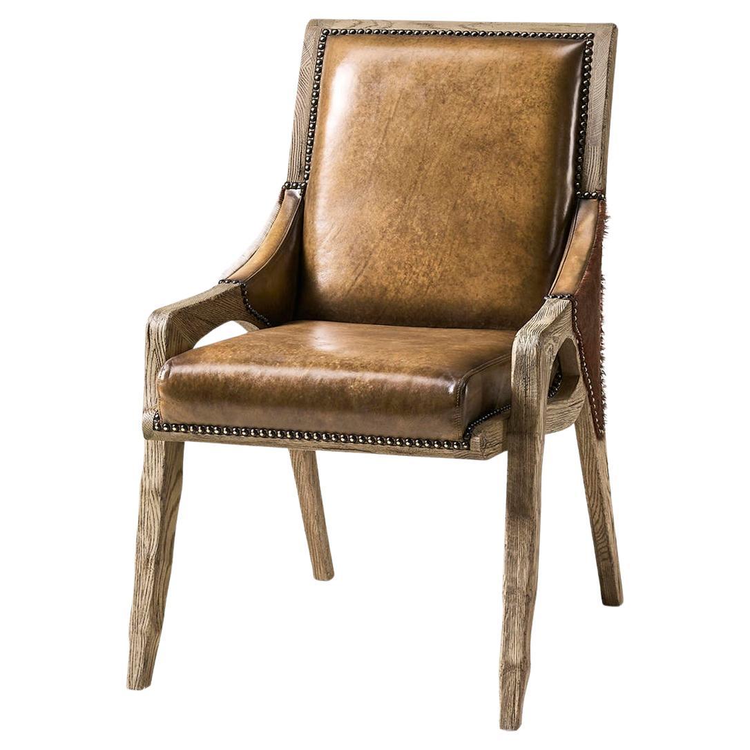 Rustic Western Leather 
Hide Side Chair
