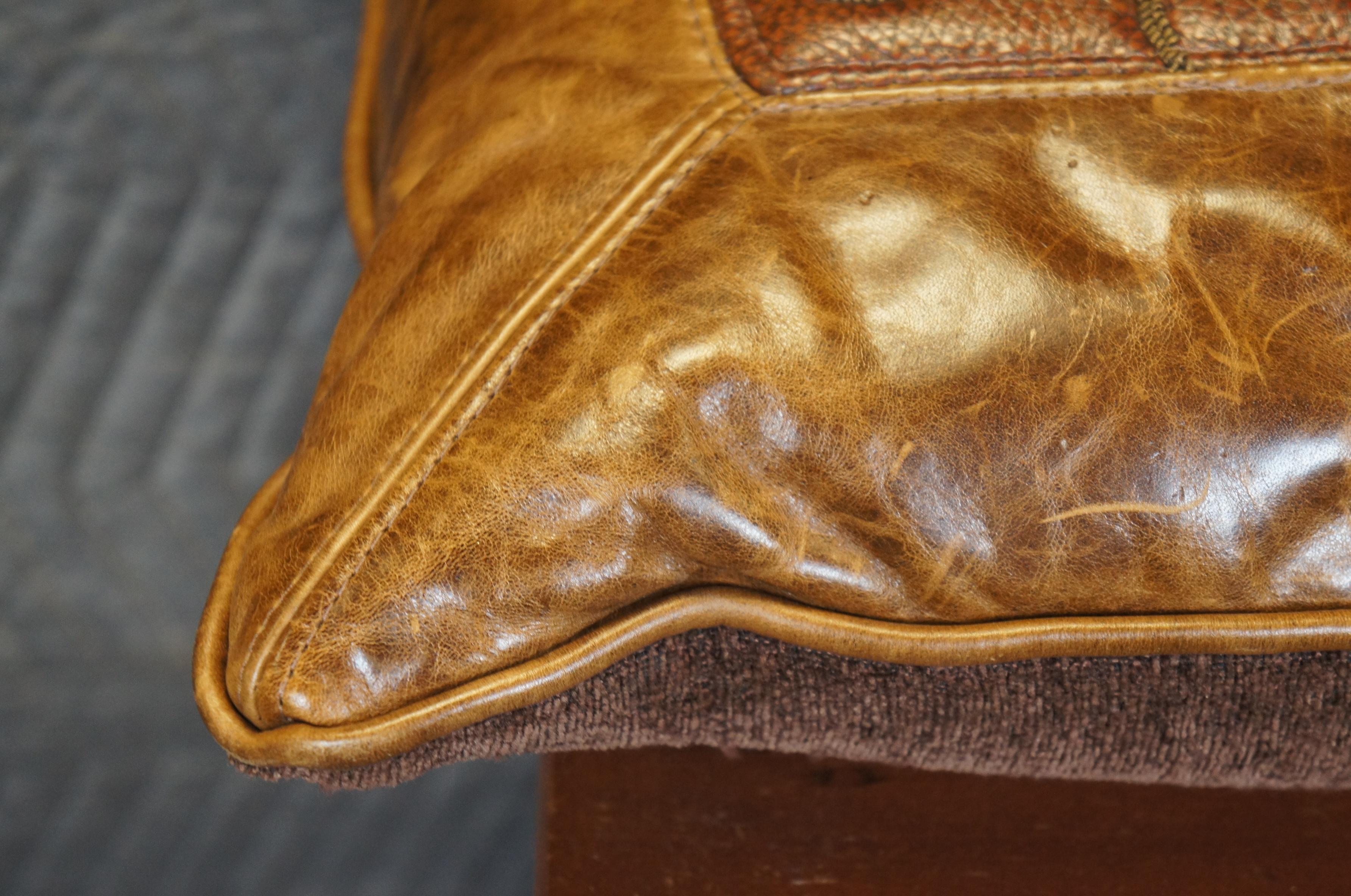 Western Tooled Leather Down Filled Lumbar Throw Accent Pillow 22