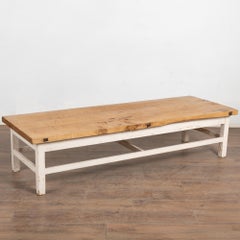 Rustic White 20th Century Pine Farmhouse Coffee Table