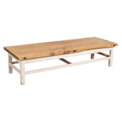 Rustic White 20th Century Pine Farmhouse Coffee Table