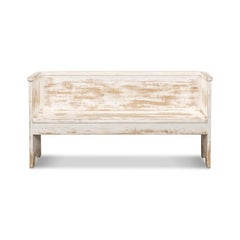 Rustic White Painted Bench