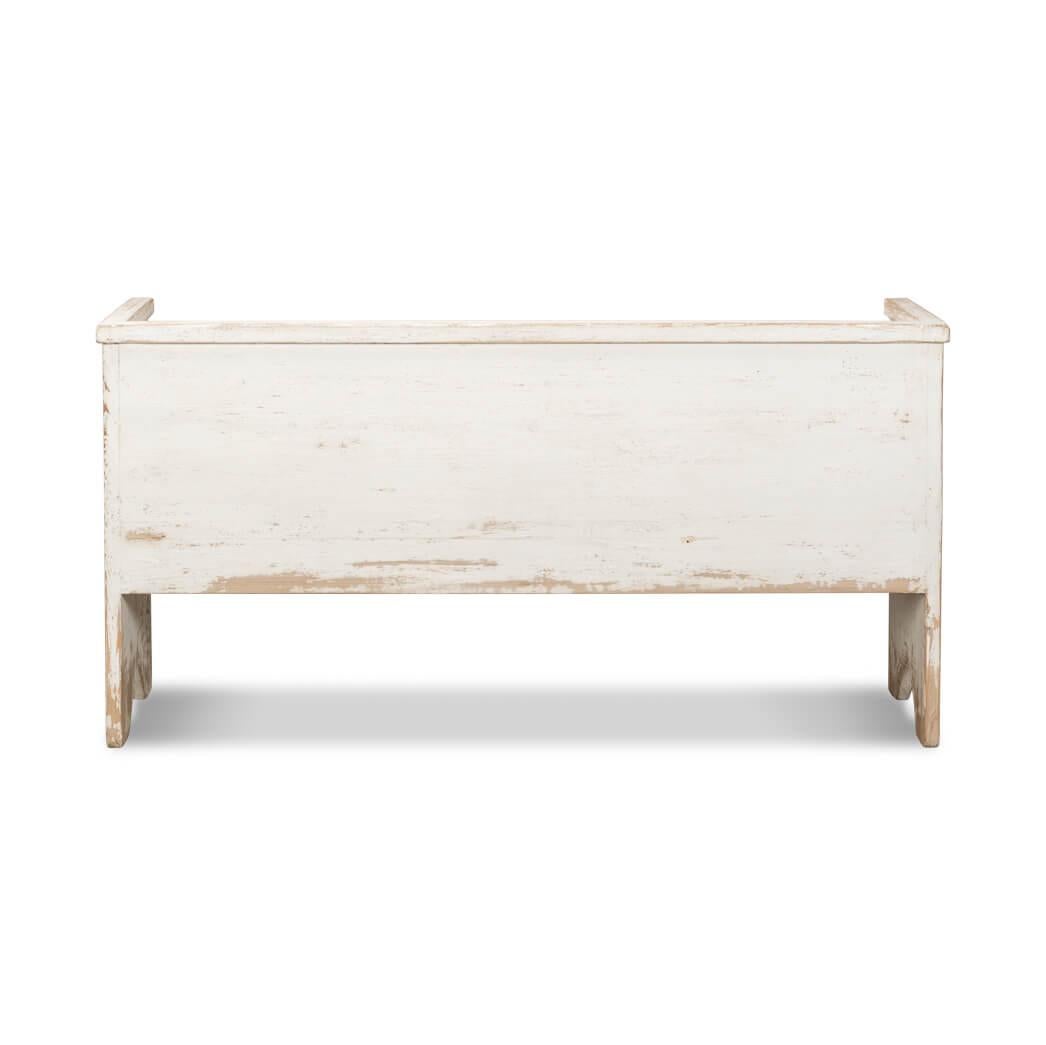 Rustic White Painted Bench In New Condition For Sale In Westwood, NJ