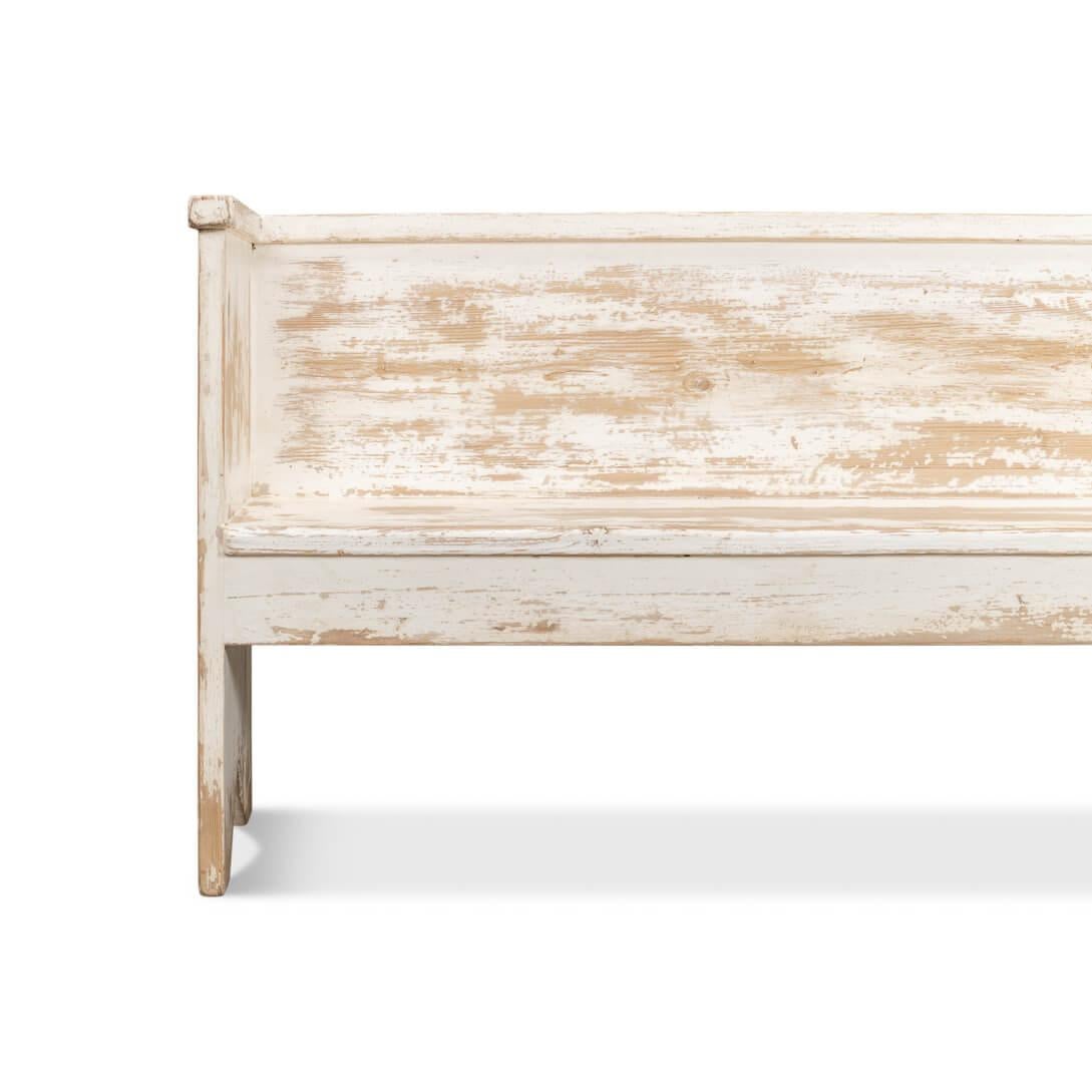 Wood Rustic White Painted Bench For Sale