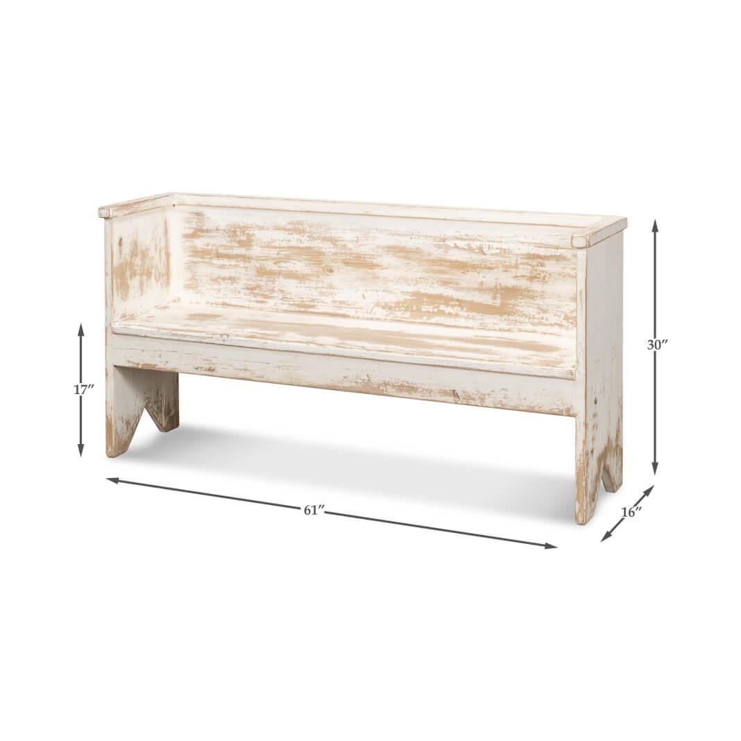 Rustic White Painted Bench For Sale 1