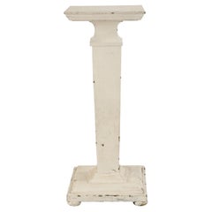 white wooden pedestal Antique Rustic White Painted Wooden Pedestal