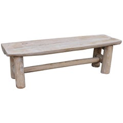 Rustic White Washed / Painted Hickory Bench