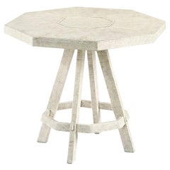 Rustic Whitewash Octagonal Side Table