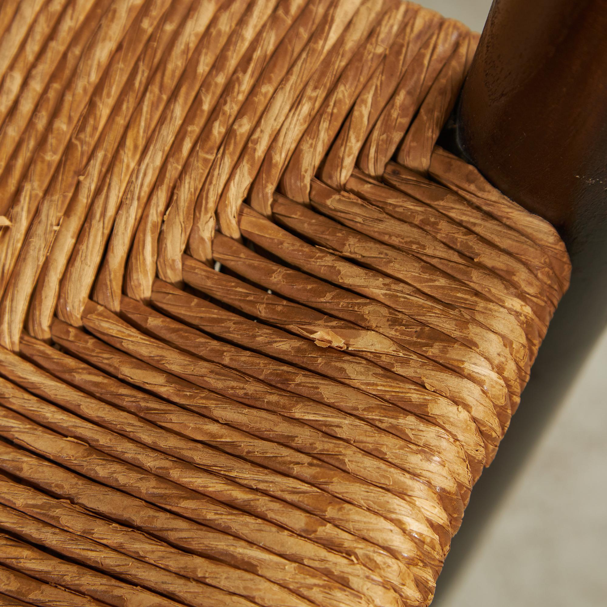Rustic Wicker Chair with Solid Wooden Frame For Sale 6