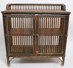 Rustic Willow Reed Wicker Server 2 Door Cabinet