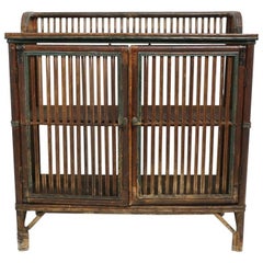 Rustic Willow Reed Wicker Server 2 Door Cabinet