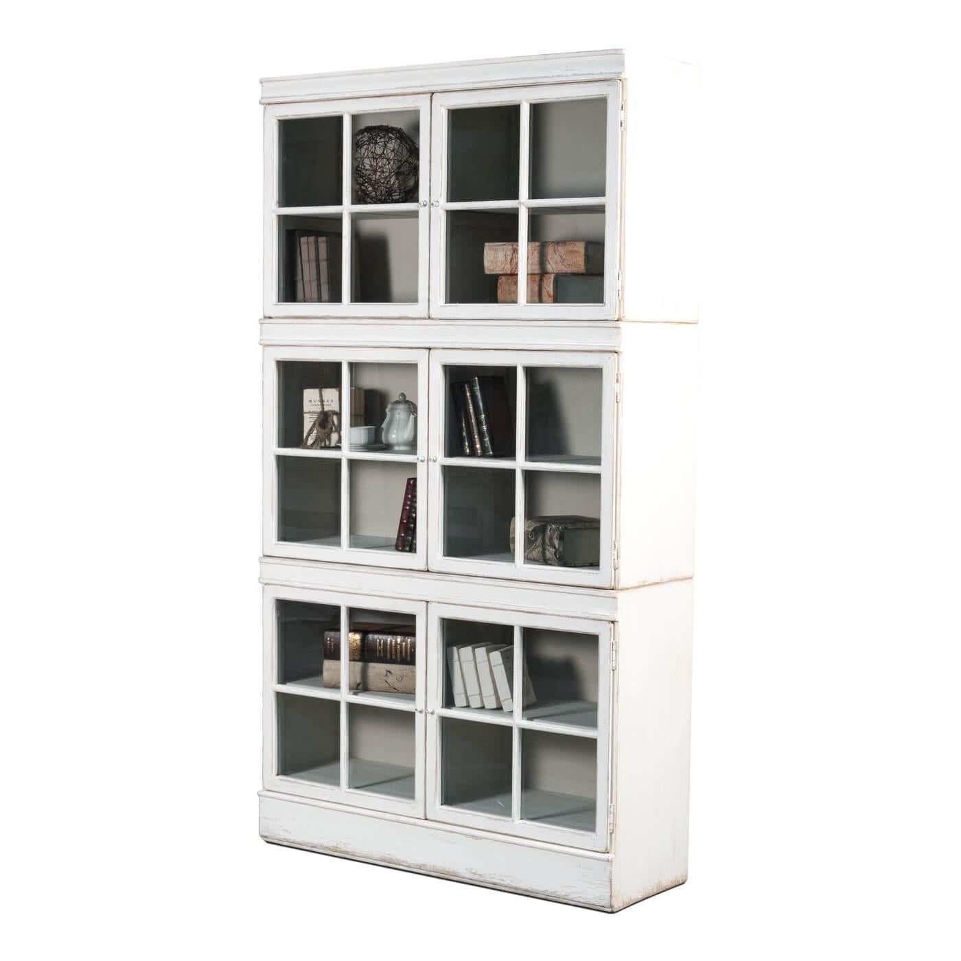 European Rustic Windowpane Bookcase
