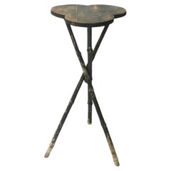 Used Rustic Wood and Bamboo Side Drinks Table or Plant Stand