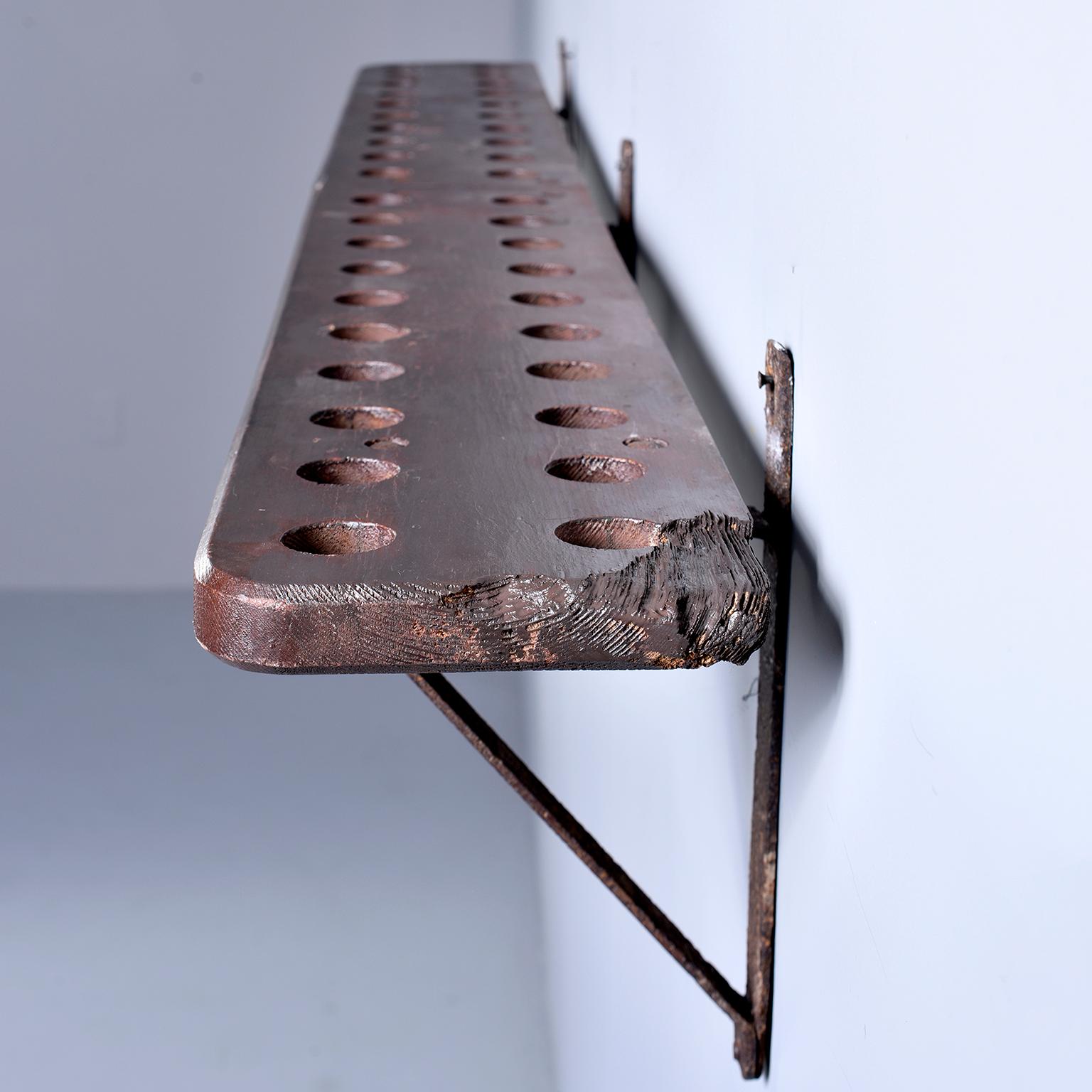 Rustic Wood and Iron French Shelf-Style Wine Rack 7
