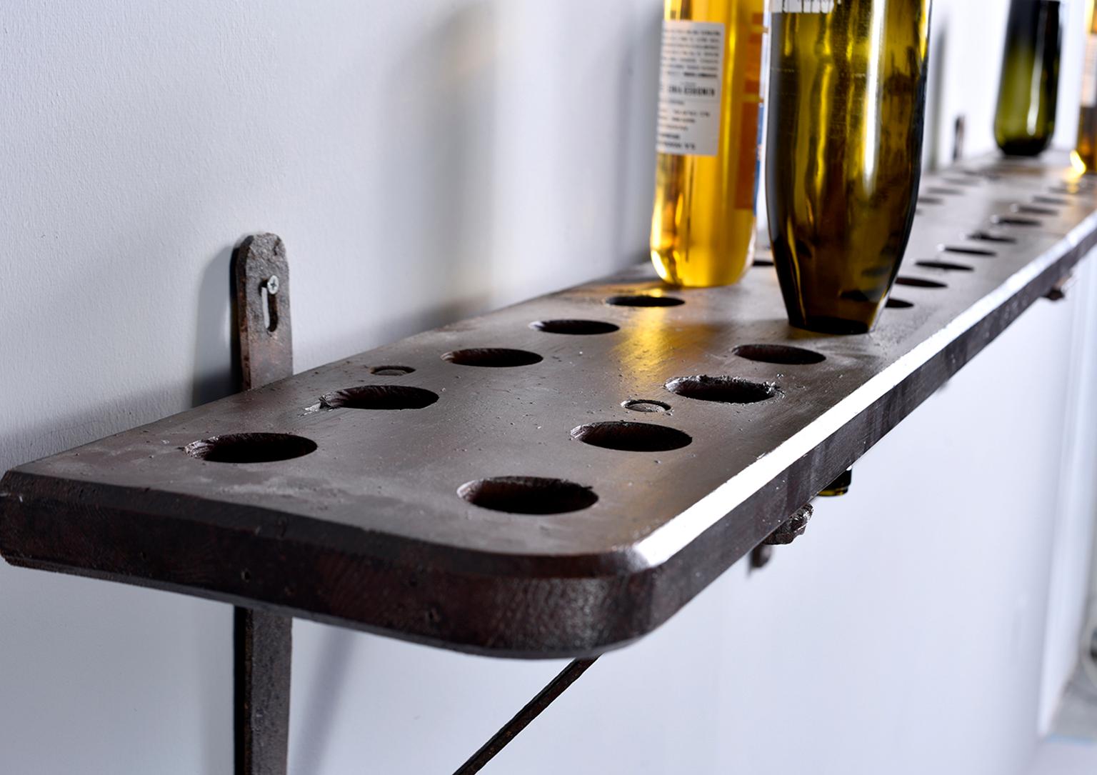 Rustic Wood and Iron French Shelf-Style Wine Rack 1