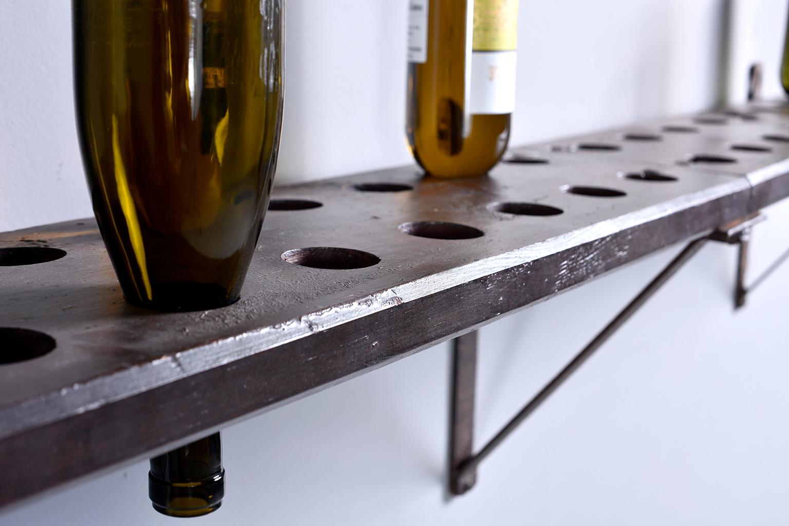 Rustic Wood and Iron French Shelf-Style Wine Rack 2