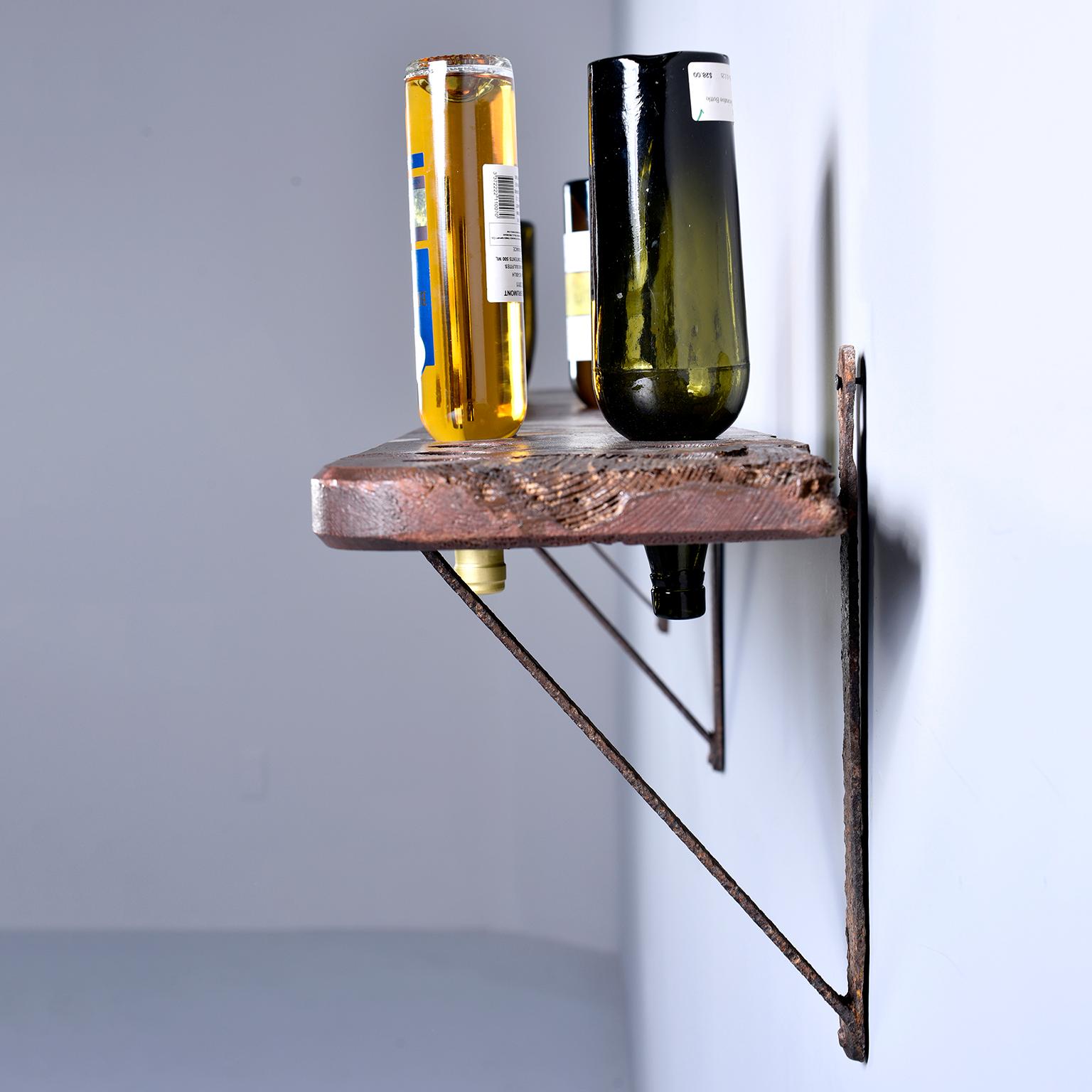 Rustic Wood and Iron French Shelf-Style Wine Rack 5