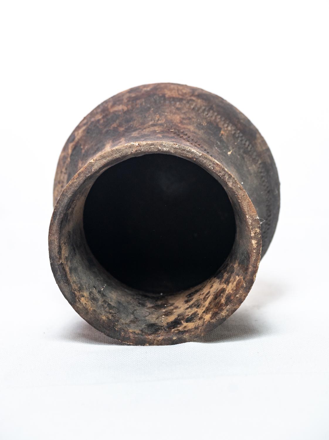 Angolan Rustic Wood-Ash Fired Vase Made from Local Clay For Sale