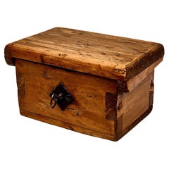 Rustic Wood Box with Key Lock, circa 1930