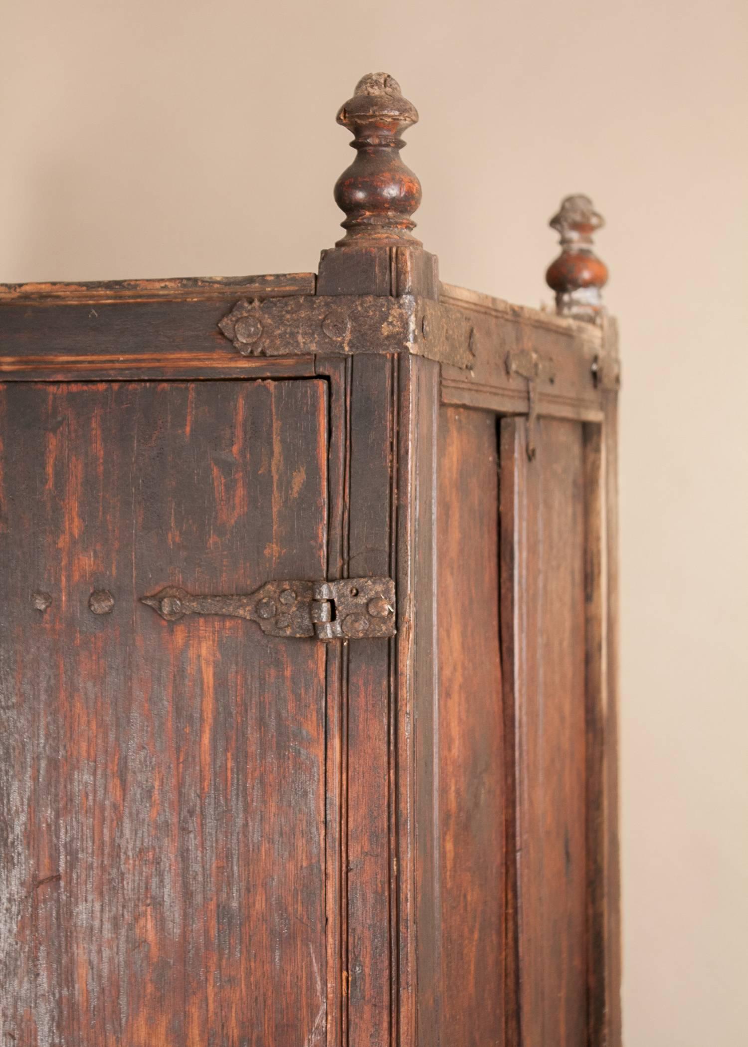 Rustic Wood Cabinet from Goa, India In Good Condition In Heath, MA