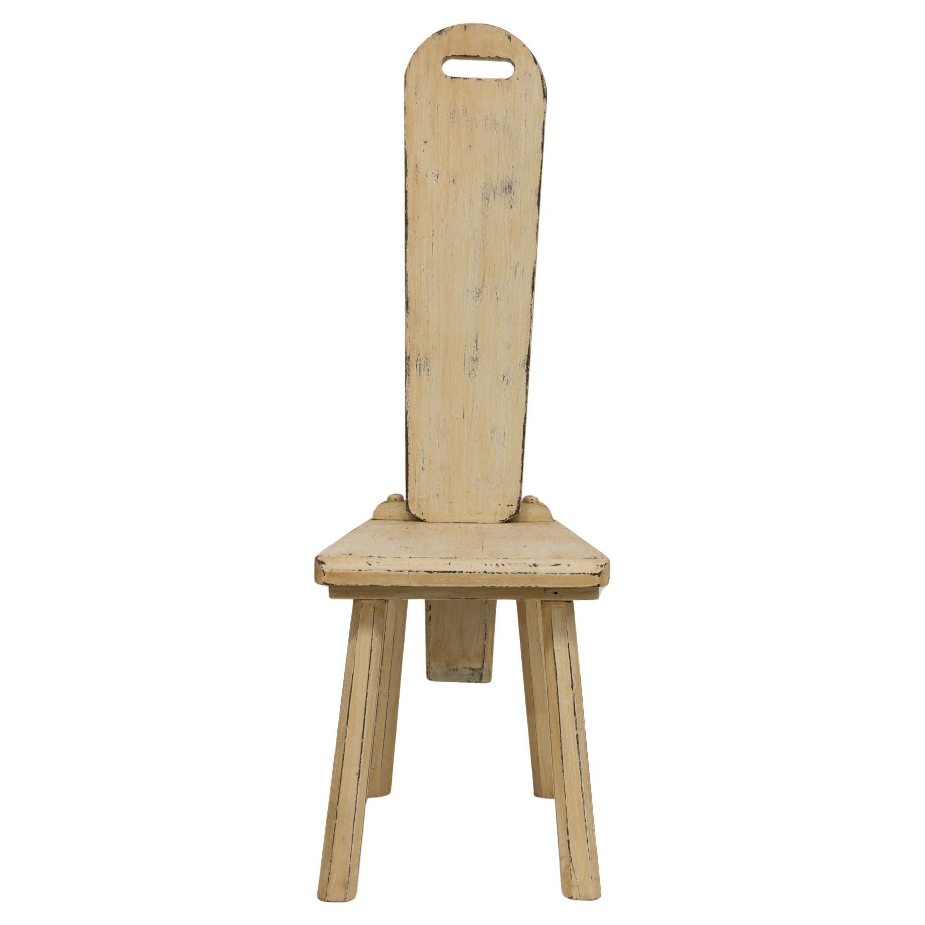 Rustic Wood Chair with Removable Backrest
