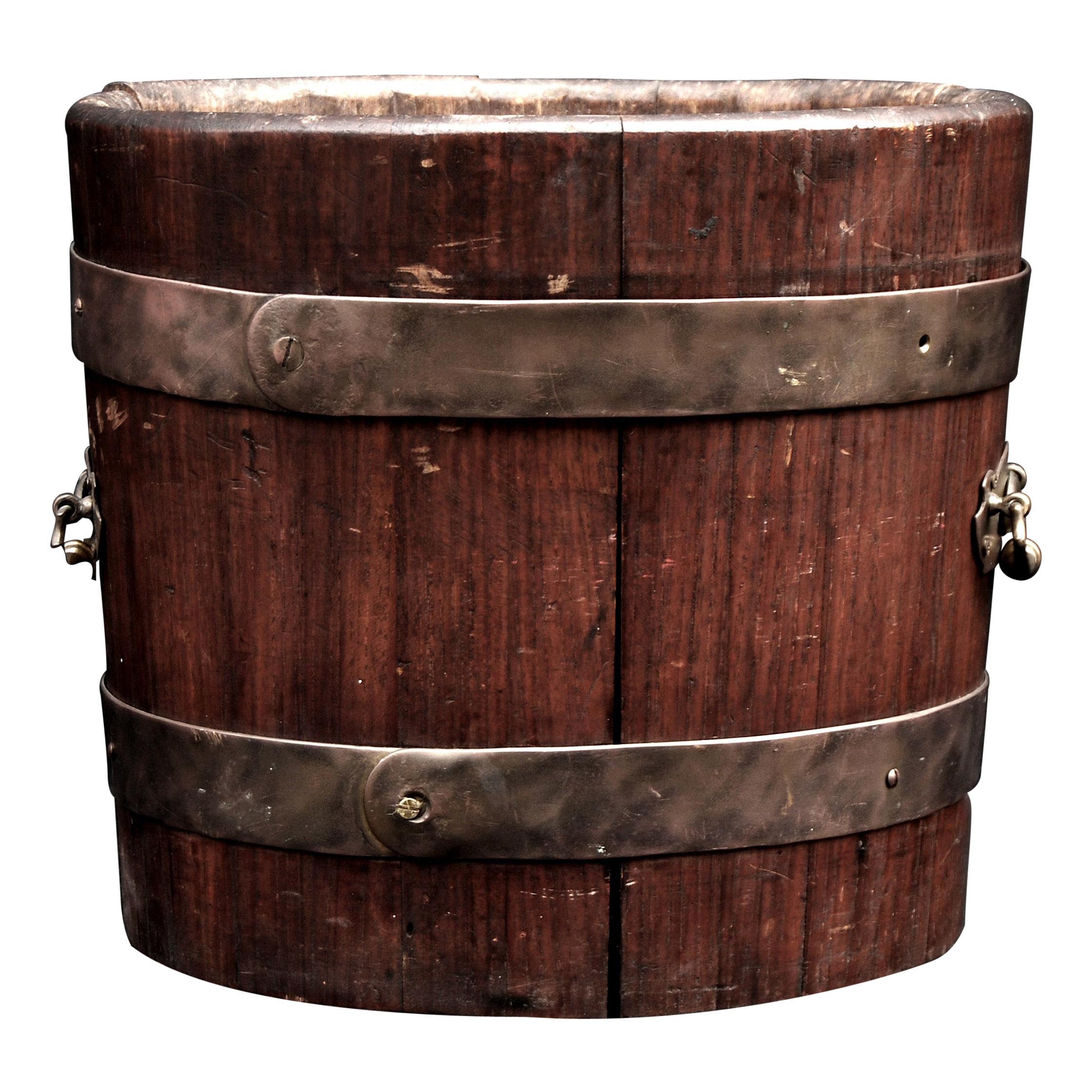 Rustic Wood Coal Bucket For Sale